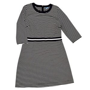 Draper James XL Striped Dress Navy White 3/4 Sleeve Career Casual‎